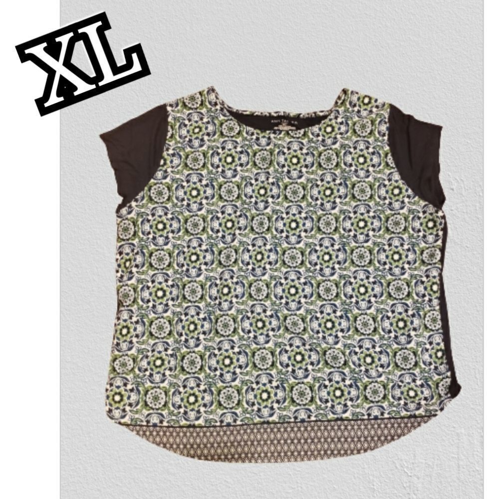 Ann Taylor Navy Patterned Top Sz XL